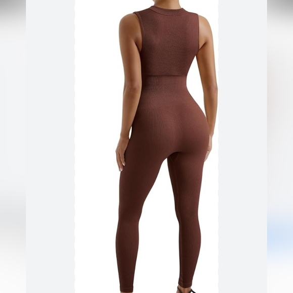 Brown Sleeveless Jumpsuit Xl Fits Smaller Than Tag. Stretch Bodysuit - Picture 4 of 17